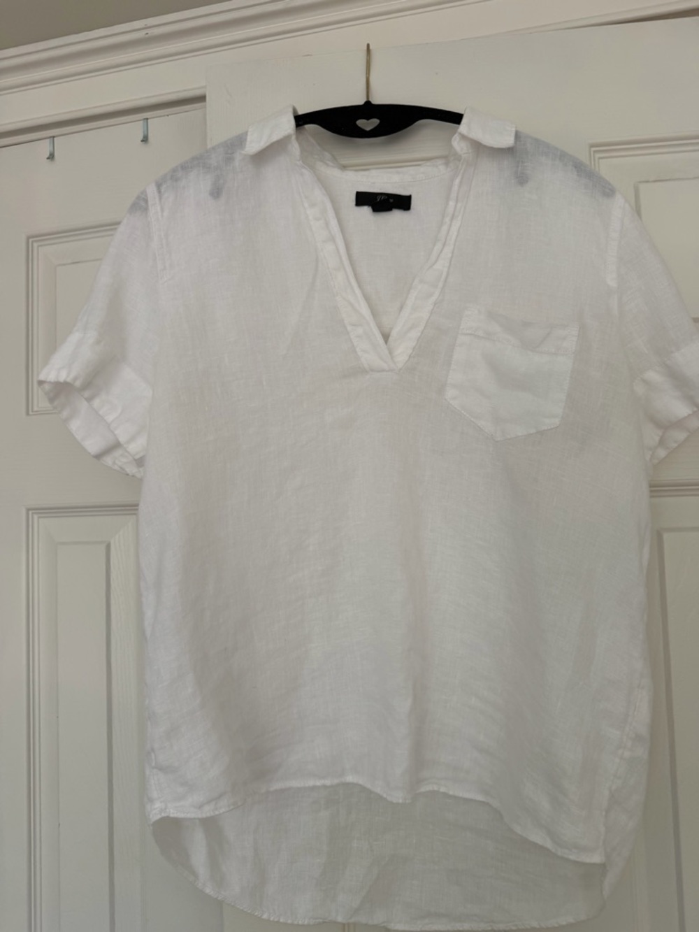 Womens J. Crew Linen V-Neck Short Sleeve Shirt
